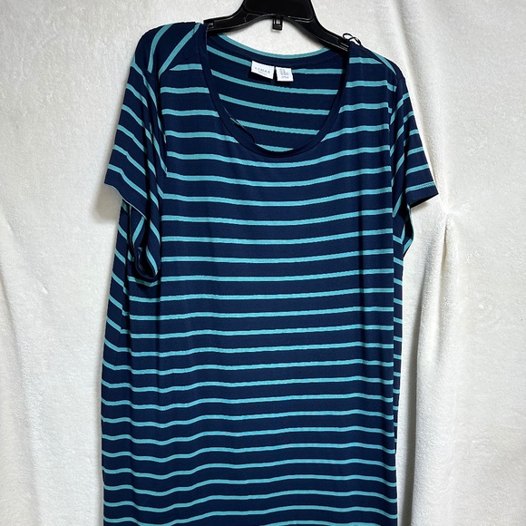 Kenar 3X Blue Striped Midi Dress - Picture 3 of 7